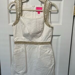 Lilly Pulitzer white dress with gold beading - NWT